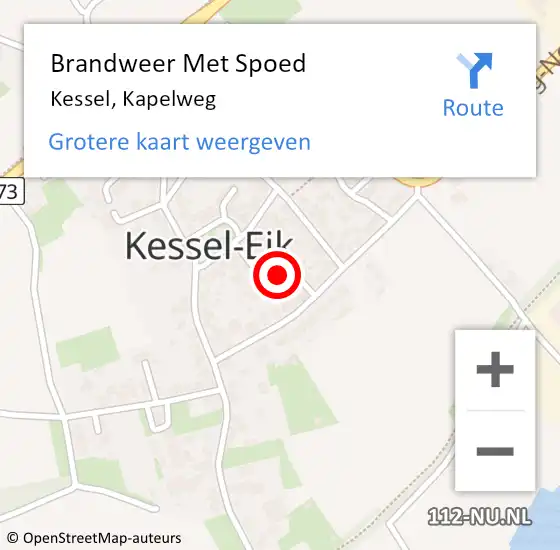 Locatie op kaart van de 112 melding: Brandweer Met Spoed Naar Kessel, Kapelweg op 10 september 2023 18:29