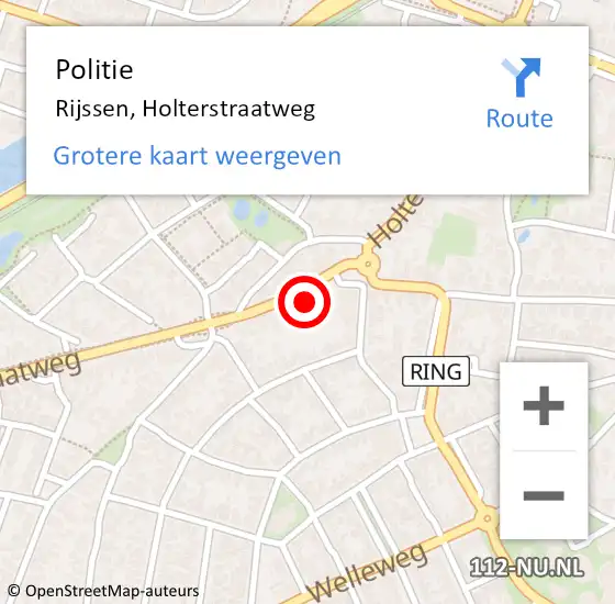 Locatie op kaart van de 112 melding: Politie Rijssen, Holterstraatweg op 10 september 2023 18:35
