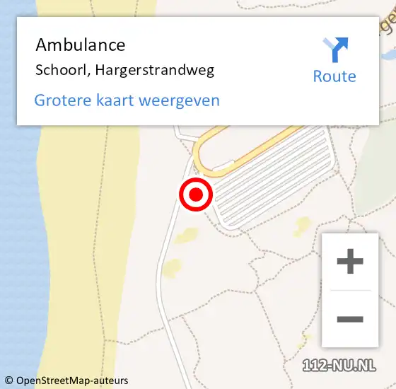 Locatie op kaart van de 112 melding: Ambulance Schoorl, Hargerstrandweg op 10 september 2023 18:39