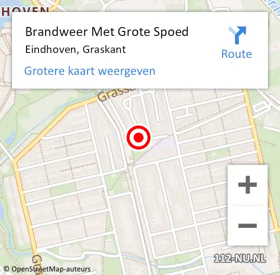 Locatie op kaart van de 112 melding: Brandweer Met Grote Spoed Naar Eindhoven, Graskant op 10 september 2023 18:45