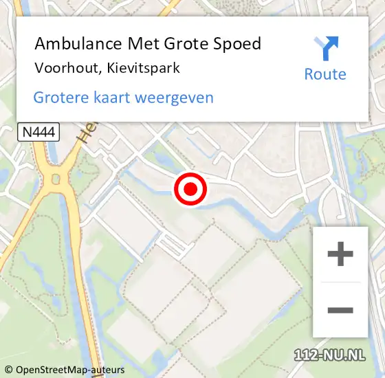 Locatie op kaart van de 112 melding: Ambulance Met Grote Spoed Naar Voorhout, Kievitspark op 10 september 2023 18:45