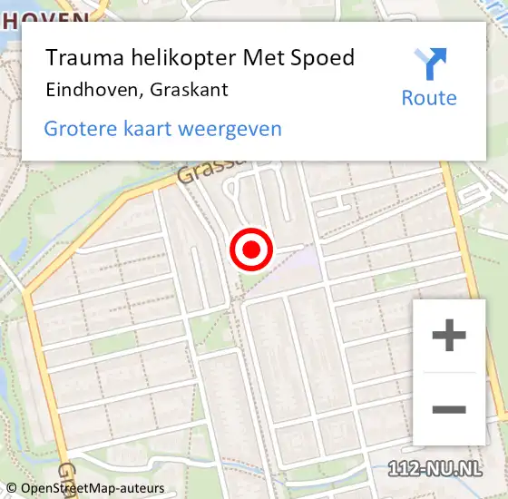 Locatie op kaart van de 112 melding: Trauma helikopter Met Spoed Naar Eindhoven, Graskant op 10 september 2023 18:46