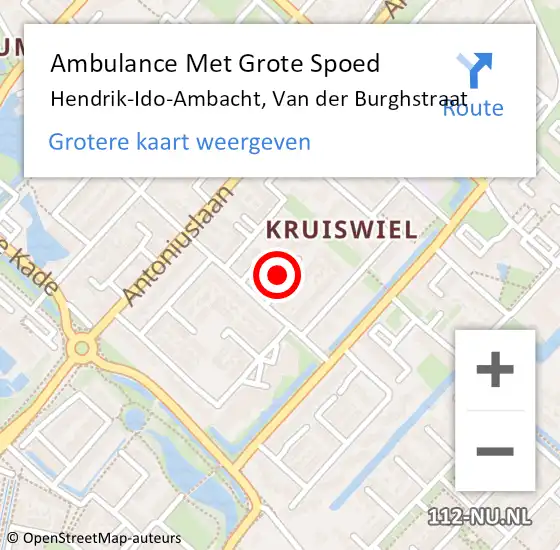 Locatie op kaart van de 112 melding: Ambulance Met Grote Spoed Naar Hendrik-Ido-Ambacht, Van der Burghstraat op 10 september 2023 18:48