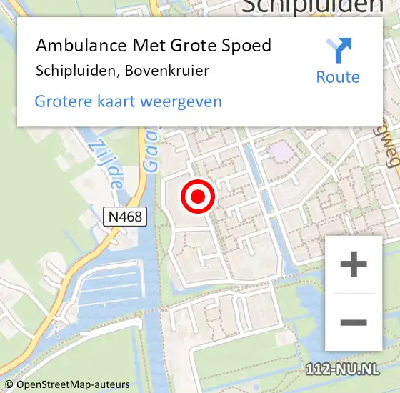 Locatie op kaart van de 112 melding: Ambulance Met Grote Spoed Naar Schipluiden, Bovenkruier op 7 september 2014 18:44