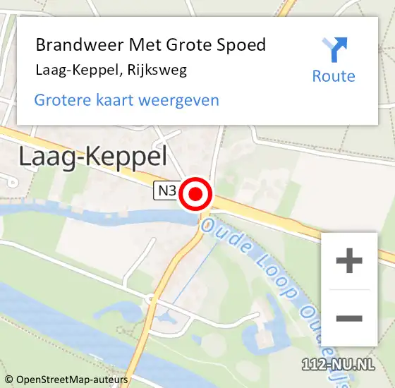 Locatie op kaart van de 112 melding: Brandweer Met Grote Spoed Naar Laag-Keppel, Rijksweg op 7 september 2014 18:45