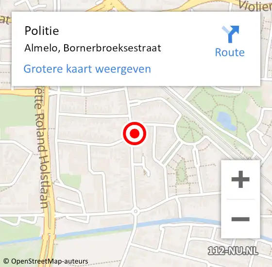 Locatie op kaart van de 112 melding: Politie Almelo, Bornerbroeksestraat op 10 september 2023 19:08