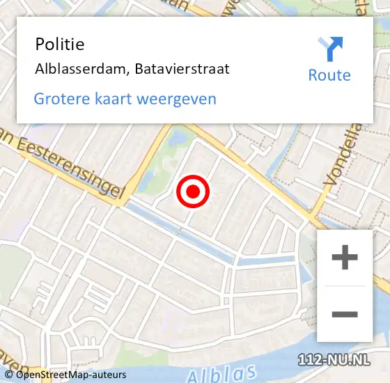 Locatie op kaart van de 112 melding: Politie Alblasserdam, Batavierstraat op 10 september 2023 19:32