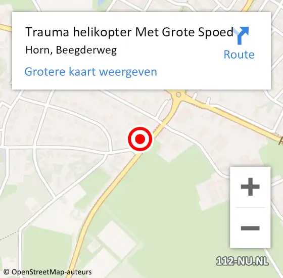 Locatie op kaart van de 112 melding: Trauma helikopter Met Grote Spoed Naar Horn, Beegderweg op 10 september 2023 19:49