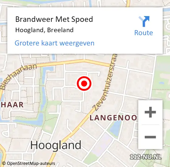 Locatie op kaart van de 112 melding: Brandweer Met Spoed Naar Hoogland, Breeland op 10 september 2023 19:51