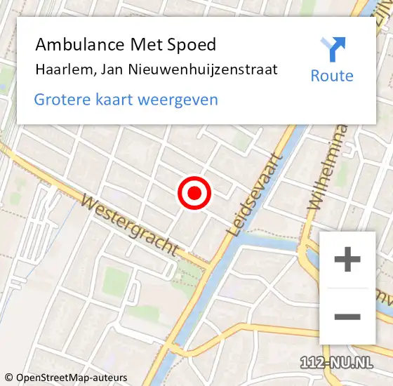 Locatie op kaart van de 112 melding: Ambulance Met Spoed Naar Haarlem, Jan Nieuwenhuijzenstraat op 10 september 2023 20:30