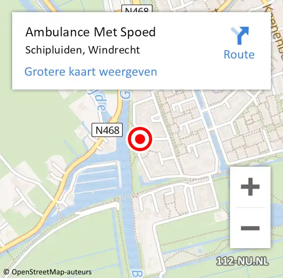 Locatie op kaart van de 112 melding: Ambulance Met Spoed Naar Schipluiden, Windrecht op 7 september 2014 19:08