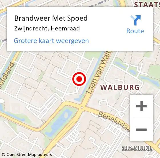 Locatie op kaart van de 112 melding: Brandweer Met Spoed Naar Zwijndrecht, Heemraad op 10 september 2023 21:02