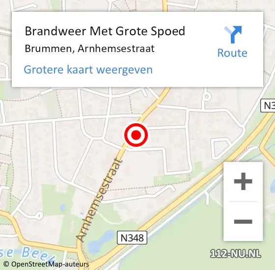 Locatie op kaart van de 112 melding: Brandweer Met Grote Spoed Naar Brummen, Arnhemsestraat op 10 september 2023 21:05