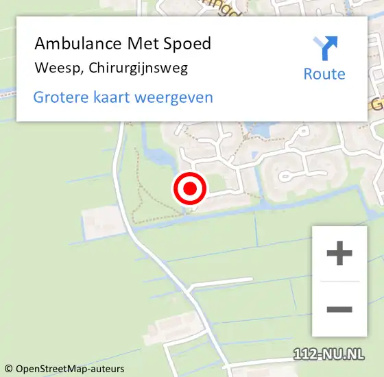 Locatie op kaart van de 112 melding: Ambulance Met Spoed Naar Weesp, Chirurgijnsweg op 10 september 2023 21:10