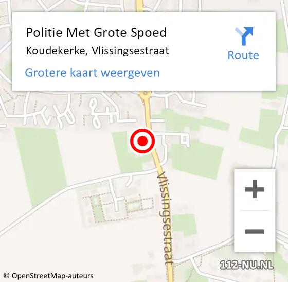 Locatie op kaart van de 112 melding: Politie Met Grote Spoed Naar Koudekerke, Vlissingsestraat op 10 september 2023 21:11