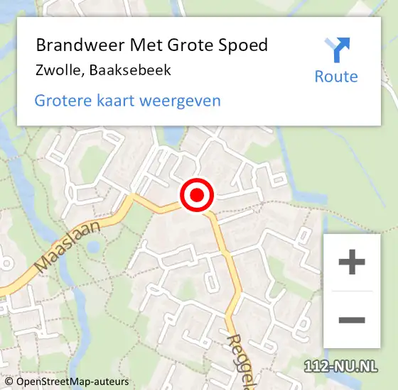 Locatie op kaart van de 112 melding: Brandweer Met Grote Spoed Naar Zwolle, Baaksebeek op 10 september 2023 21:30