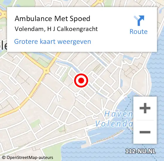 Locatie op kaart van de 112 melding: Ambulance Met Spoed Naar Volendam, H J Calkoengracht op 10 september 2023 22:02