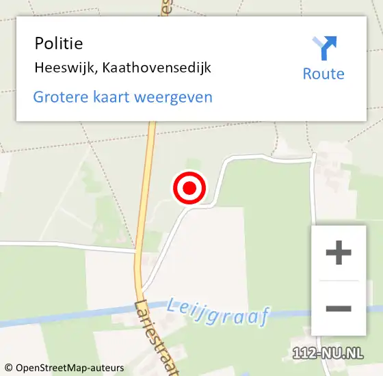 Locatie op kaart van de 112 melding: Politie Heeswijk, Kaathovensedijk op 10 september 2023 22:08