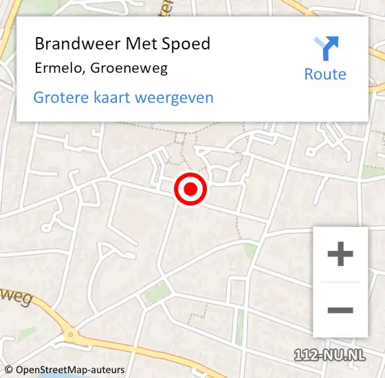 Locatie op kaart van de 112 melding: Brandweer Met Spoed Naar Ermelo, Groeneweg op 7 september 2014 19:17