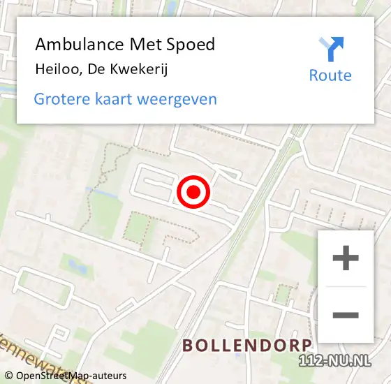 Locatie op kaart van de 112 melding: Ambulance Met Spoed Naar Heiloo, De Kwekerij op 10 september 2023 22:44