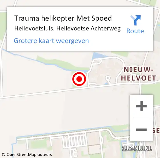 Locatie op kaart van de 112 melding: Trauma helikopter Met Spoed Naar Hellevoetsluis, Hellevoetse Achterweg op 10 september 2023 22:48