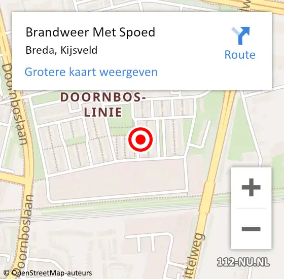 Locatie op kaart van de 112 melding: Brandweer Met Spoed Naar Breda, Kijsveld op 10 september 2023 23:19
