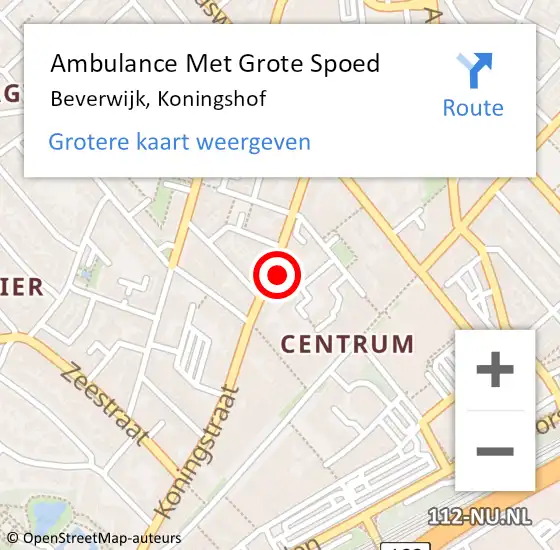 Locatie op kaart van de 112 melding: Ambulance Met Grote Spoed Naar Beverwijk, Koningshof op 10 september 2023 23:32