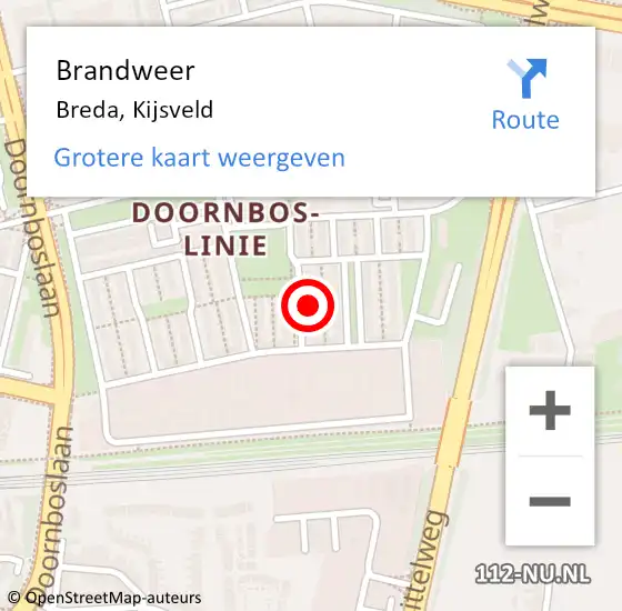 Locatie op kaart van de 112 melding: Brandweer Breda, Kijsveld op 10 september 2023 23:40