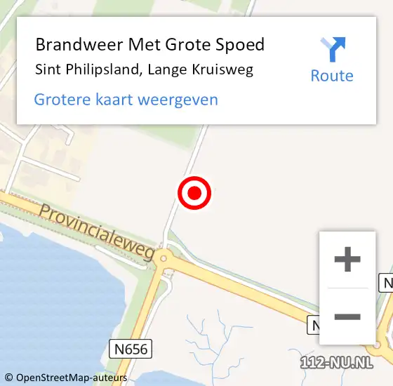 Locatie op kaart van de 112 melding: Brandweer Met Grote Spoed Naar Sint Philipsland, Lange Kruisweg op 7 september 2014 19:32