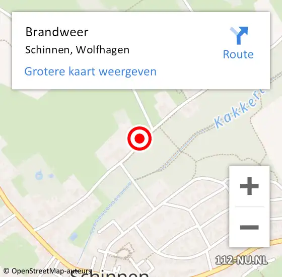 Locatie op kaart van de 112 melding: Brandweer Schinnen, Wolfhagen op 7 september 2014 19:33