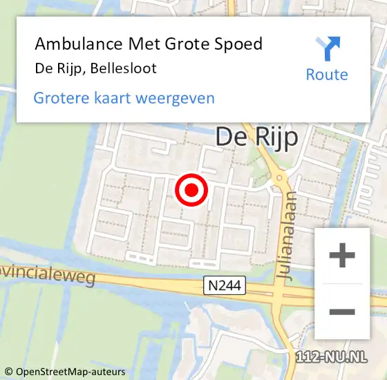 Locatie op kaart van de 112 melding: Ambulance Met Grote Spoed Naar De Rijp, Bellesloot op 11 september 2023 02:59