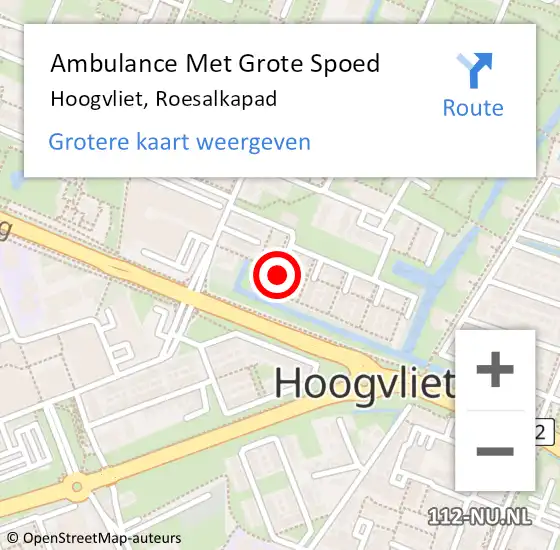 Locatie op kaart van de 112 melding: Ambulance Met Grote Spoed Naar Hoogvliet, Roesalkapad op 11 september 2023 03:21