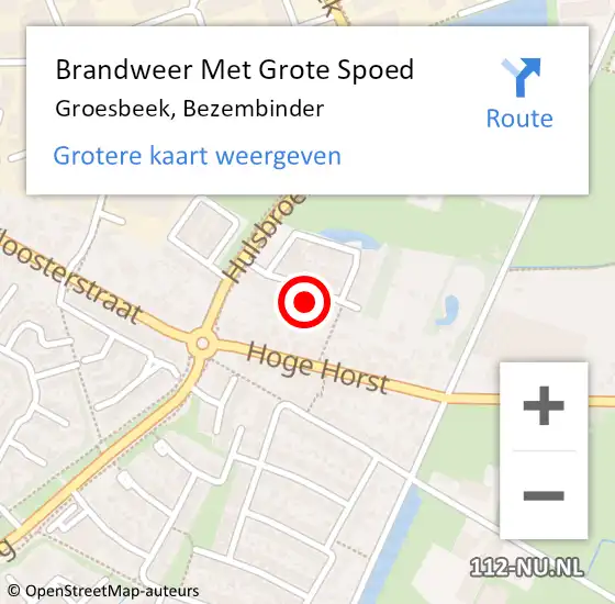 Locatie op kaart van de 112 melding: Brandweer Met Grote Spoed Naar Groesbeek, Bezembinder op 11 september 2023 03:31