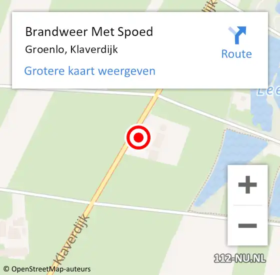 Locatie op kaart van de 112 melding: Brandweer Met Spoed Naar Groenlo, Klaverdijk op 11 september 2023 04:52