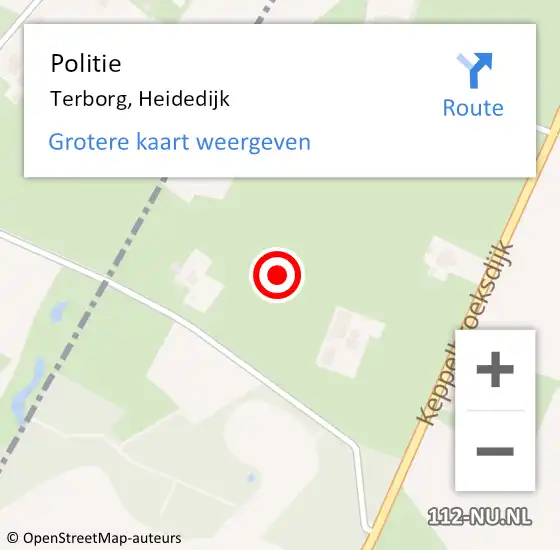 Locatie op kaart van de 112 melding: Politie Terborg, Heidedijk op 11 september 2023 05:08