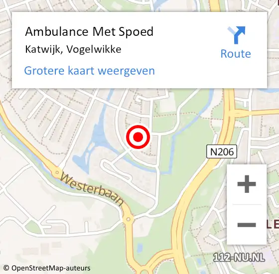 Locatie op kaart van de 112 melding: Ambulance Met Spoed Naar Katwijk, Vogelwikke op 11 september 2023 06:16