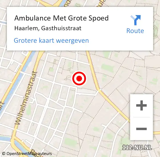 Locatie op kaart van de 112 melding: Ambulance Met Grote Spoed Naar Haarlem, Gasthuisstraat op 11 september 2023 06:36