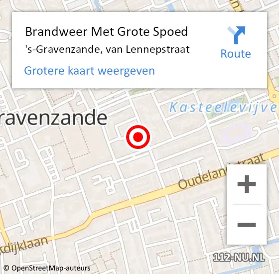 Locatie op kaart van de 112 melding: Brandweer Met Grote Spoed Naar 's-Gravenzande, van Lennepstraat op 11 september 2023 06:37