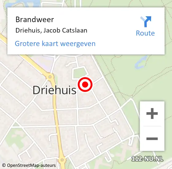 Locatie op kaart van de 112 melding: Brandweer Driehuis, Jacob Catslaan op 11 september 2023 07:05
