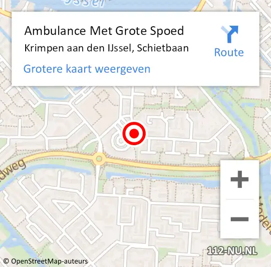 Locatie op kaart van de 112 melding: Ambulance Met Grote Spoed Naar Krimpen aan den IJssel, Schietbaan op 11 september 2023 07:11