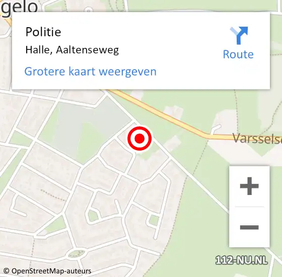 Locatie op kaart van de 112 melding: Politie Halle, Aaltenseweg op 11 september 2023 07:46