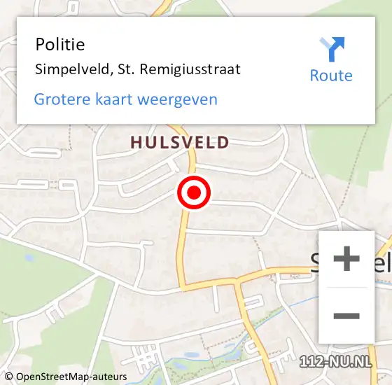 Locatie op kaart van de 112 melding: Politie Simpelveld, St. Remigiusstraat op 11 september 2023 08:07