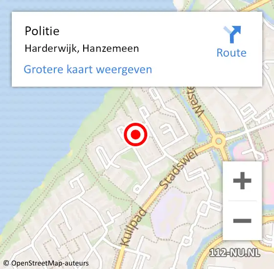 Locatie op kaart van de 112 melding: Politie Harderwijk, Hanzemeen op 11 september 2023 08:24