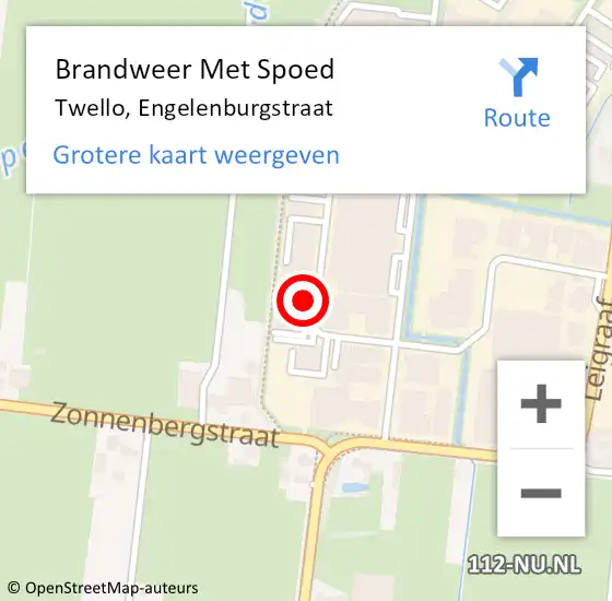 Locatie op kaart van de 112 melding: Brandweer Met Spoed Naar Twello, Engelenburgstraat op 11 september 2023 08:34