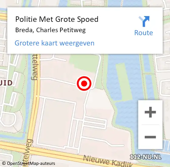 Locatie op kaart van de 112 melding: Politie Met Grote Spoed Naar Breda, Charles Petitweg op 11 september 2023 08:50