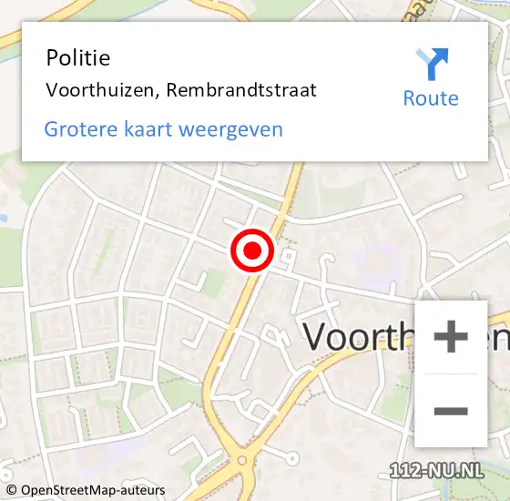 Locatie op kaart van de 112 melding: Politie Voorthuizen, Rembrandtstraat op 11 september 2023 09:53