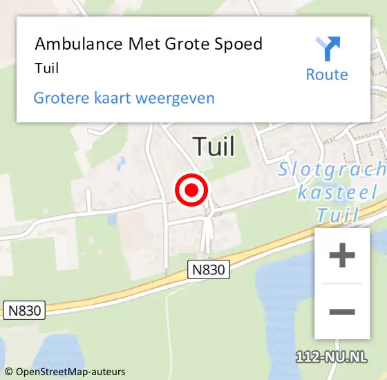 Locatie op kaart van de 112 melding: Ambulance Met Grote Spoed Naar Tuil op 11 september 2023 10:15
