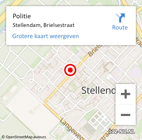 Locatie op kaart van de 112 melding: Politie Stellendam, Brielsestraat op 11 september 2023 10:25