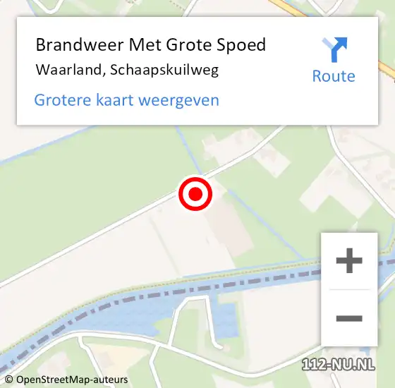Locatie op kaart van de 112 melding: Brandweer Met Grote Spoed Naar Waarland, Schaapskuilweg op 11 september 2023 10:31