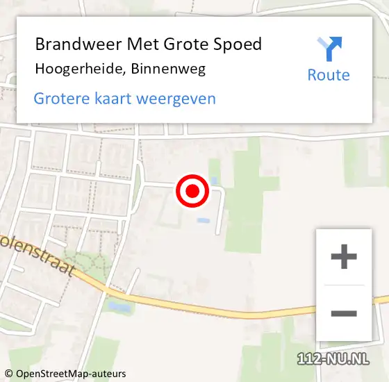 Locatie op kaart van de 112 melding: Brandweer Met Grote Spoed Naar Hoogerheide, Binnenweg op 11 september 2023 10:34